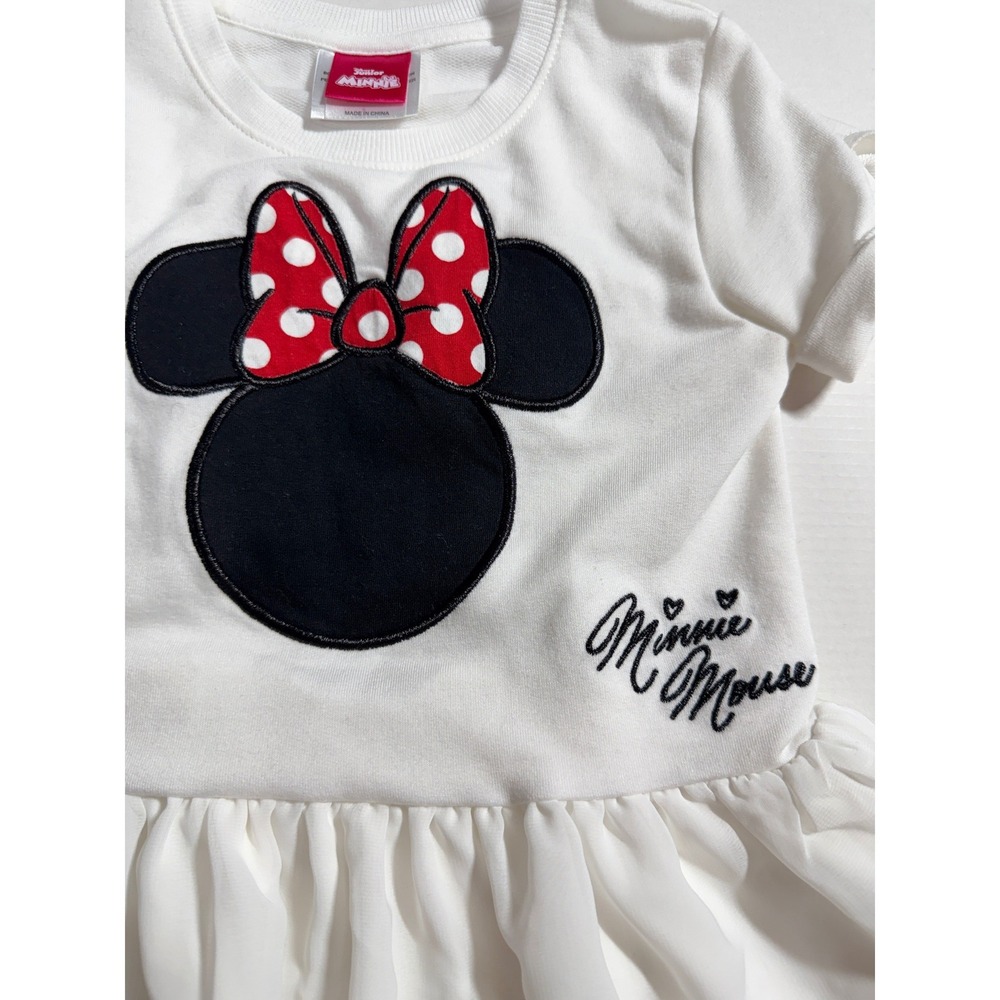 Disney Junior Minnie Mouse Peplum Top Girls 5 White Ruffle Chiffon Hem Graphic T - Picture 3 of 8
